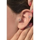 Sacce Scarves&Accessories Gümüş Kalp Tragus Helix Kıkırdak Piercing