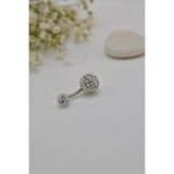 Sacce Scarves&Accessories Gümüş Renk Işıltılı Top Çelik Göbek Piercing