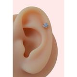 Sacce Scarves&Accessories Gümüş Renkli Taşlı Çiçek Piercing Helix Kıkırdak Conch Lob