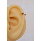 Sacce Scarves&Accessories Halka Model Siyah Renk Mini Yıldızlı Tragus Helix Piercing