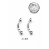 Sacce Scarves&Accessories İki Ucu Top Çelik Piercing Kaş Helix Kıkırdak Kulak Dudak Piercingi