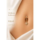Sacce Scarves&Accessories Işınlı Kuzey Yıldızı Klipsli Göbek Piercingi Deliksiz Zirkon Taşlı Çelik