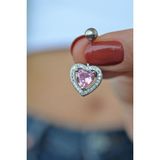 Sacce Scarves&Accessories Kalp Model Pembe Taşlı Çelik Göbek Piercing