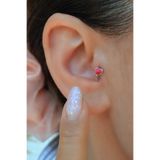 Sacce Scarves&Accessories Kırmızı Kalpli Halka Tragus Kıkırdak Küpesi Piercing