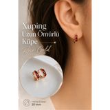 Sacce Scarves&Accessories Kırmızı Zirkon Taşlı Halka Küpe Xuping Rose Gold Renk Uzun Ömürlü Küpe