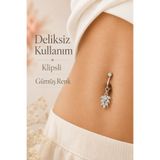 Sacce Scarves&Accessories Kristal Başak Deliksiz Klipsli Göbek Piercingi Zirkon Taşlı Sallantılı