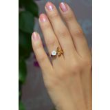 Sacce Scarves&Accessories Manolya Çiçekli Mor Beyaz Renkli Ayarlanabilir Yüzük