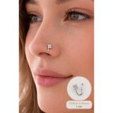 Sacce Scarves&Accessories Mini Çiçek Sıkıştırmalı Hızma – Deliksiz Kullanım, Zirkon Taşlı Rodyum Kaplama Piercing & Kıkırdak K