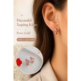 Sacce Scarves&Accessories Pembe Baget Taşlı Halka Küpe Xuping Rose Gold Renk Uzun Ömürlü Küpe