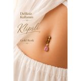 Sacce Scarves&Accessories Pembe Damla Taşlı Klipsli Göbek Piercingi Deliksiz Zirkon Çelik