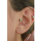 Sacce Scarves&Accessories Renkli Çiçek Tragus Helix Kıkırdak Gold Çelik Piercing