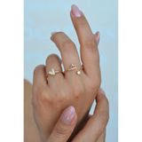 Sacce Scarves&Accessories Taç ve Kalp Figürlü Yüzük Ayarlanabilir Eklem Yüzüğü İnce Yüzük Seti Gold Renk