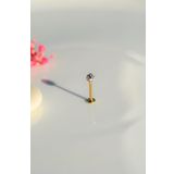 Sacce Scarves&Accessories Taşlı Top Uçlu Çelik Dudak Dil 10 mm Gold Piercing