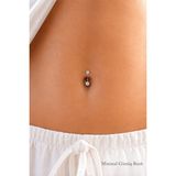 Sacce Scarves&Accessories TUWXZ236 Minimal Çelik İki Ucu Taşlı Göbek Gold Renkli Piercingi