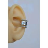 Sacce Scarves&Accessories Zirkon Taş Yıldız Detaylı Earcuff Deliksiz Kıkırdak Küpesi Gümüş Renkli