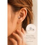Sacce Scarves&Accessories Zirkon Taşlı Çiçek Piercing 316L Çelik Barlı Arkası Düz Helix Tragus Conch