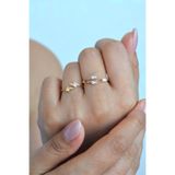 Sacce Scarves&Accessories Zirkon Taşlı ve Şimşek Figürlü Yüzük Ayarlanabilir Eklem Yüzüğü İnce Yüzük Seti Gold