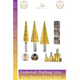 #Sacdelmeseti Profesyonel Hss Çelik Kademeli Matkap Ucu Kalay Kaplamalı 3 Parça Sac Delme Panç Seti