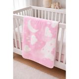 Saçlı Bebek Battaniye Kız Pembe Pamuklu 90X120 - Pembe - Beyaz