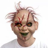 Saçlı Chucky Korku Maskesi – Gerçekçi Dikişli Detaylı Maske