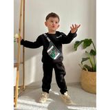 Sacro Kids Çanta Desenli Minecraft Baskılı Eşofman-Sweatshirt 3 Iplik Şardonlu Kışlık Erkek Çocuk Takım - 3 - 4 Yaş - Siyah