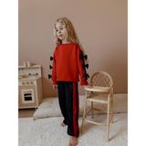 Sacro Kids Fiyonk Desenli Eşofman-Sweatshirt 2 Iplik Mevsimlik Kız Çocuk Takım - Kırmızı - 3 - 4 Yaş