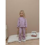 Sacro Kids Kurdele Işlemeli Renkli Şardonlu 3 Iplik Sweatshirt-Eşofman Altı Kışlık Kız Çocuk Takım - Lila - 5 - 6 Yaş
