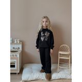 Sacro Kids Love Yazılı Renkli Şardonlu 3 Iplik Sweatshirt-Eşofman Altı Kışlık Kız Çocuk Takım - Siyah - 4 - 5 Yaş