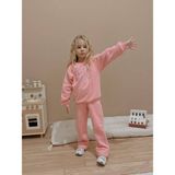 Sacro Kids Miu Niu Yazılı Renkli Şardonlu 3 Iplik Sweatshirt-Eşofman Altı Kışlık Kız Çocuk Takım - Pembe - 3 - 4 Yaş