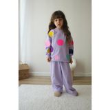 Sacro Kids Motif Desenli Eşofman-Sweatshirt 2 Iplik Mevsimlik Kız Çocuk Takım - Lila - 4 - 5 Yaş