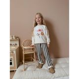 Sacro Kids Şeker Desenli Altı Çizgili Eşofman-Sweatshirt 3 Iplik Kışlık Kız Çocuk Takım - 4 - 5 Yaş - Krem