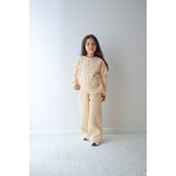 Sacro Kids Taş Detaylı Şardonlu 3 Iplik Sweatshirt-Eşofman Altı Kışlık Kız Çocuk Takım - Krem - 3 - 4 Yaş