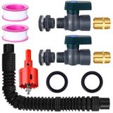 Sacubee 2 Takım 3/4 İnç Yağmur Namlusu Tıkaç Kiti Su Varili PVC Bahçe Yönlendirici Kiti Konnektör Kiti Dahil Bölme Bağlantı Hortumu Musluk Adaptörü ve Ev Dış Mekan için Dişli Conta Bandı (Metal Stil)