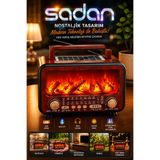 sadan Şömine Görünümlü Ahşap Nostalji Bluetooth Usb Sd Mp3 Radyo Müzik Kutusu