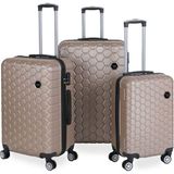 Saddlebag Altıgen Desen Abs Seyahat Valizi, Canyon Serisi, 3'lü Set - Gold