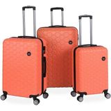 Saddlebag Altıgen Desen Abs Seyahat Valizi, Canyon Serisi, 3'lü Set - Somon