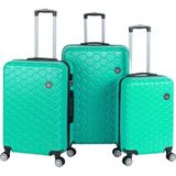 Saddlebag Altıgen Desen Abs Seyahat Valizi, Canyon Serisi, 3'lü Set - Su Yeşili