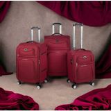 Saddlebag Carry-On Premium Lüx Kumaş Seyehat Valizi 3' Lü Set - Bordo