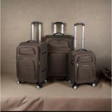 Saddlebag Carry-On Premium Lüx Kumaş Seyehat Valizi 3' Lü Set - Kahverengi