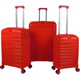 Saddlebag Karbon Pp Seyahat Valizi Horizon Serisi Kırılmaz Bavul, 3'lü Set - Kırmızı