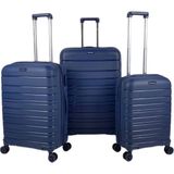 Saddlebag Karbon Pp Seyahat Valizi Horizon Serisi Kırılmaz Bavul, 3'lü Set - Lacivert