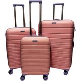 Saddlebag Karbon Pp Seyahat Valizi Horizon Serisi Kırılmaz Bavul, 3'lü Set - Pembe - Lila
