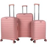 Saddlebag Karbon Pp Seyahat Valizi Horizon Serisi Kırılmaz Bavul, 3'lü Set - Pembe