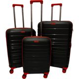 Saddlebag Karbon Pp Seyahat Valizi Horizon Serisi Kırılmaz Bavul, 3'lü Set - Siyah - Kırmızı