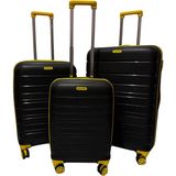 Saddlebag Karbon Pp Seyahat Valizi Horizon Serisi Kırılmaz Bavul, 3'lü Set - Siyah - Sarı
