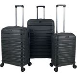 Saddlebag Karbon Pp Seyahat Valizi Horizon Serisi Kırılmaz Bavul, 3'lü Set - Siyah