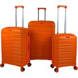 Saddlebag Karbon Pp Seyahat Valizi Horizon Serisi Kırılmaz Bavul, 3'lü Set - Turuncu