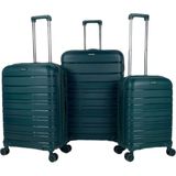 Saddlebag Karbon Pp Seyahat Valizi Horizon Serisi Kırılmaz Bavul, 3'lü Set - Zümrüt Yeşili
