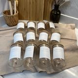Sade Hediye 12'li Bambu Vakum Kapak Cam Baharatlık Seti Etiketli - Ahşap - 300 ml