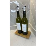 Sade Hediye 2'li Stantlı Cam Zeytinyağı Ayçiçek Yağı Şişesi 750 ml - Ahşap